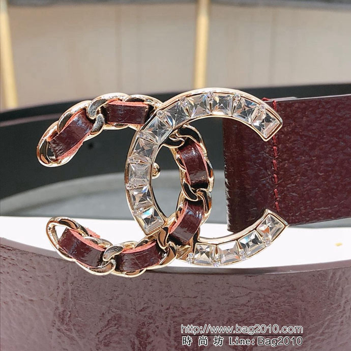 CHANEL香奈兒 18新款 zp同步 CC鏈條鑽扣 進口頭層皺山羊紋皮 時尚百搭款皮帶  xfp1154